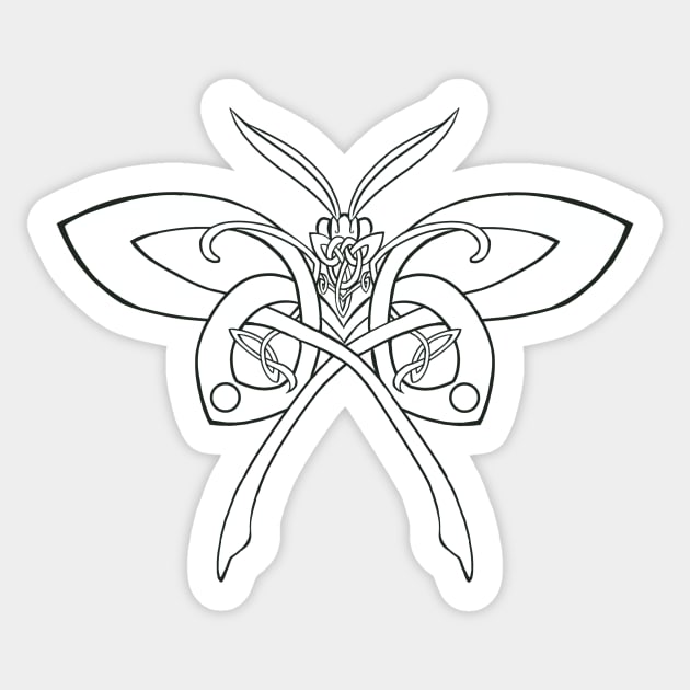 Luna Moth Knot - Uncolored Sticker by KaijuCupcakes